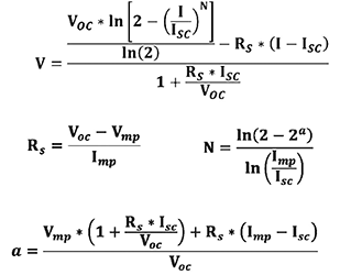 Figure 1.  Equations for the generation of I-V curves.